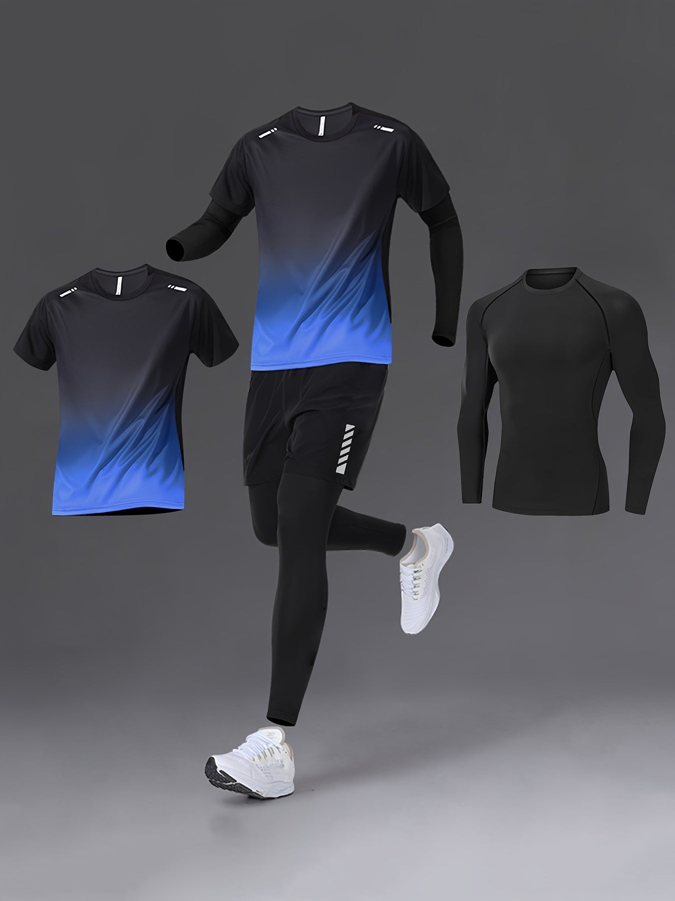 Men's Two Piece Set Quick Dry Tee Elastic Compression Top