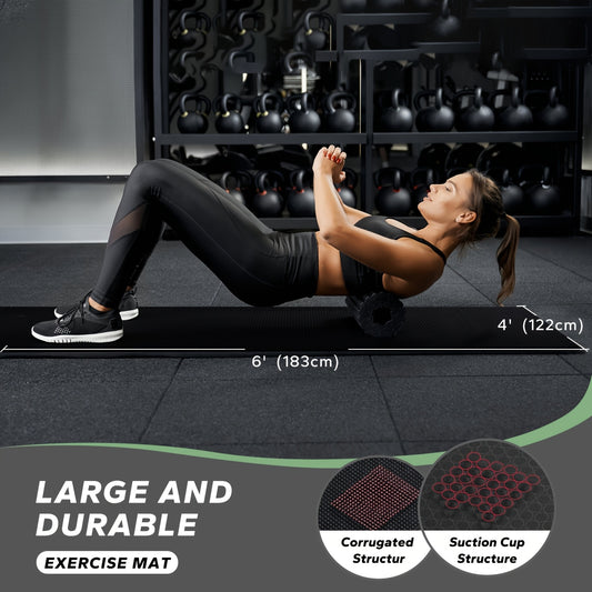 1 Extra Large Exercise Mat, Gym Mat | 8mm Thick High-Density Non-Slip PVC Floor Mat for Home Gym, Cardio & Yoga | Multiple Sizes 6'x8', 6'x10', 7'x5' & More, Foldable, Wear-resistant