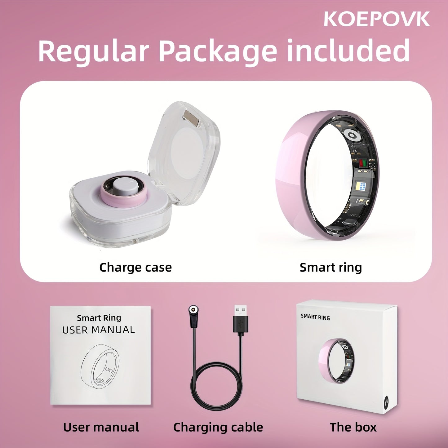 Smart Ring Stainless Steel Fitness Tracker With Crystal Case