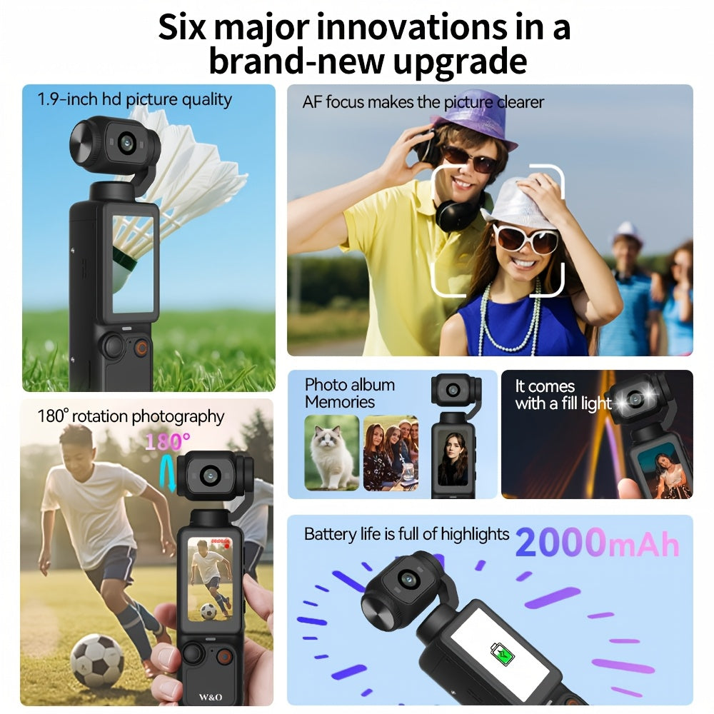 W&O Pocket Camera 4K Video Recording with Rotating Screen