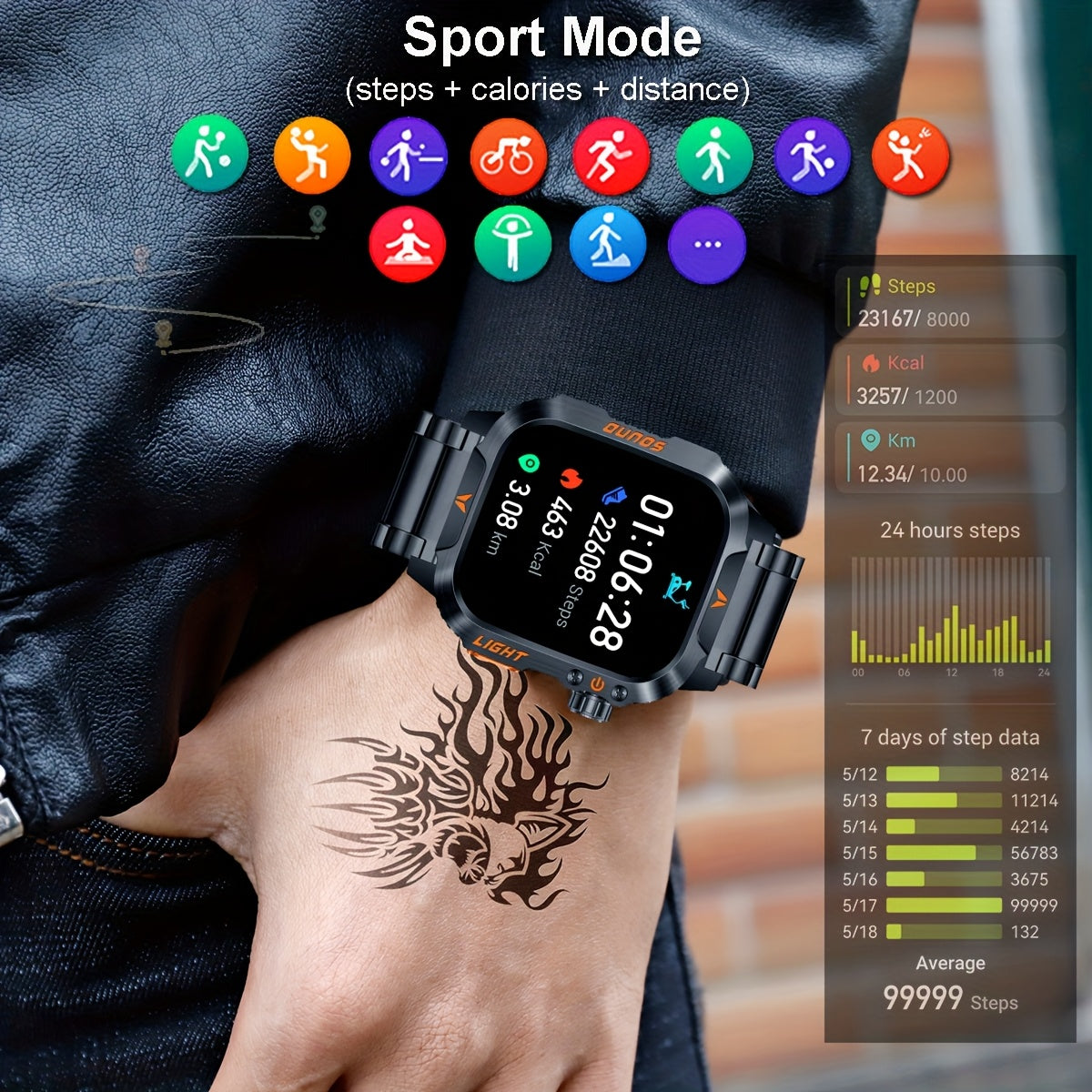 COIUSOR Smartwatch With Call Function Rugged Outdoor