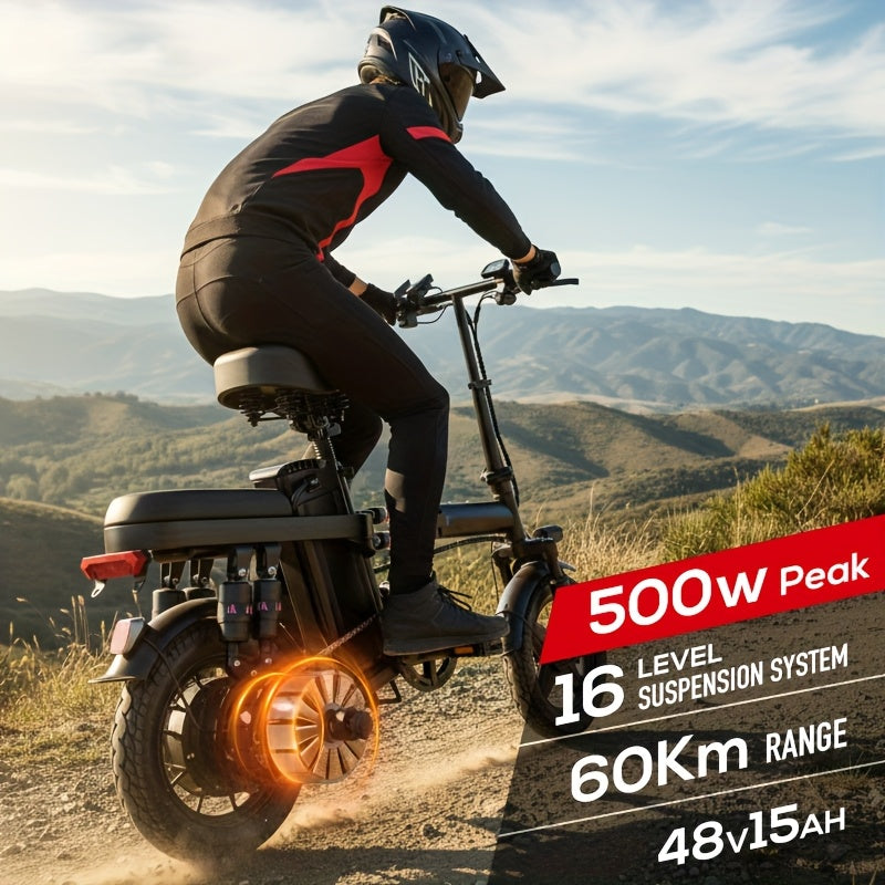 Adult Electric Bike, Foldable E-Bike with Removable Battery, 20MPH Commuter Electric Bicycle