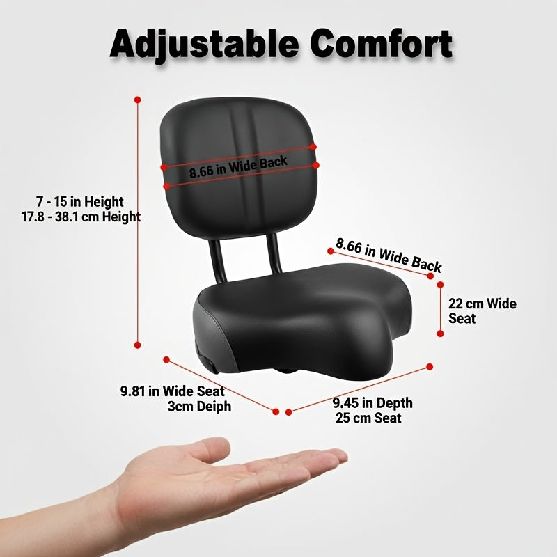 Bike Seat With Backrest PU Memory Foam Cushion Universal