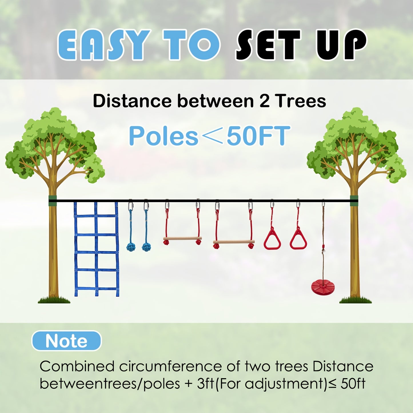 LILYPELLE Ninja Warrior Obstacle Course, Ninja Slackline Kit, Durable Equipment