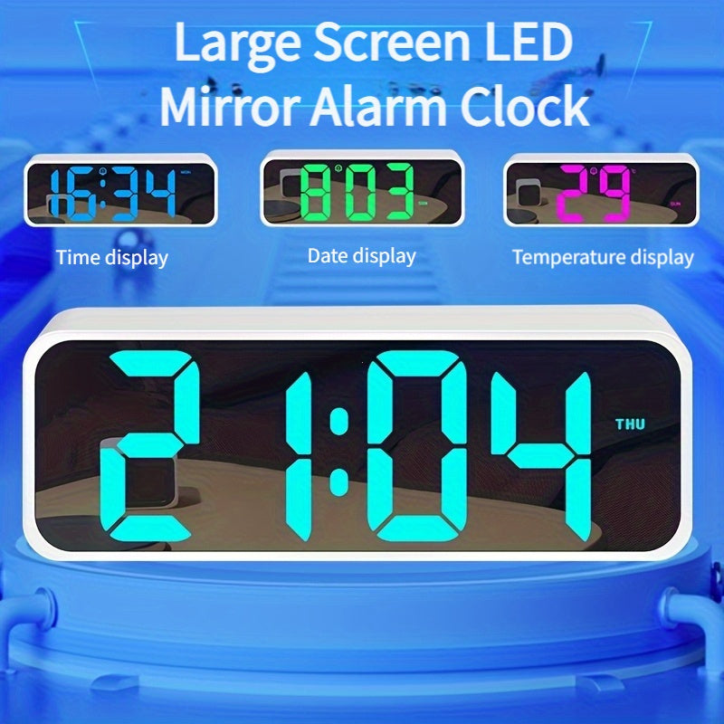 Large-Screen Digital Alarm Clock with Voice & USB Charging Port - 6.5-inch -Friendly Bedside Clock, Snooze, Volume & Brightness Adjustment, USB- (Mains Required) for & visually - Heavy-Duty