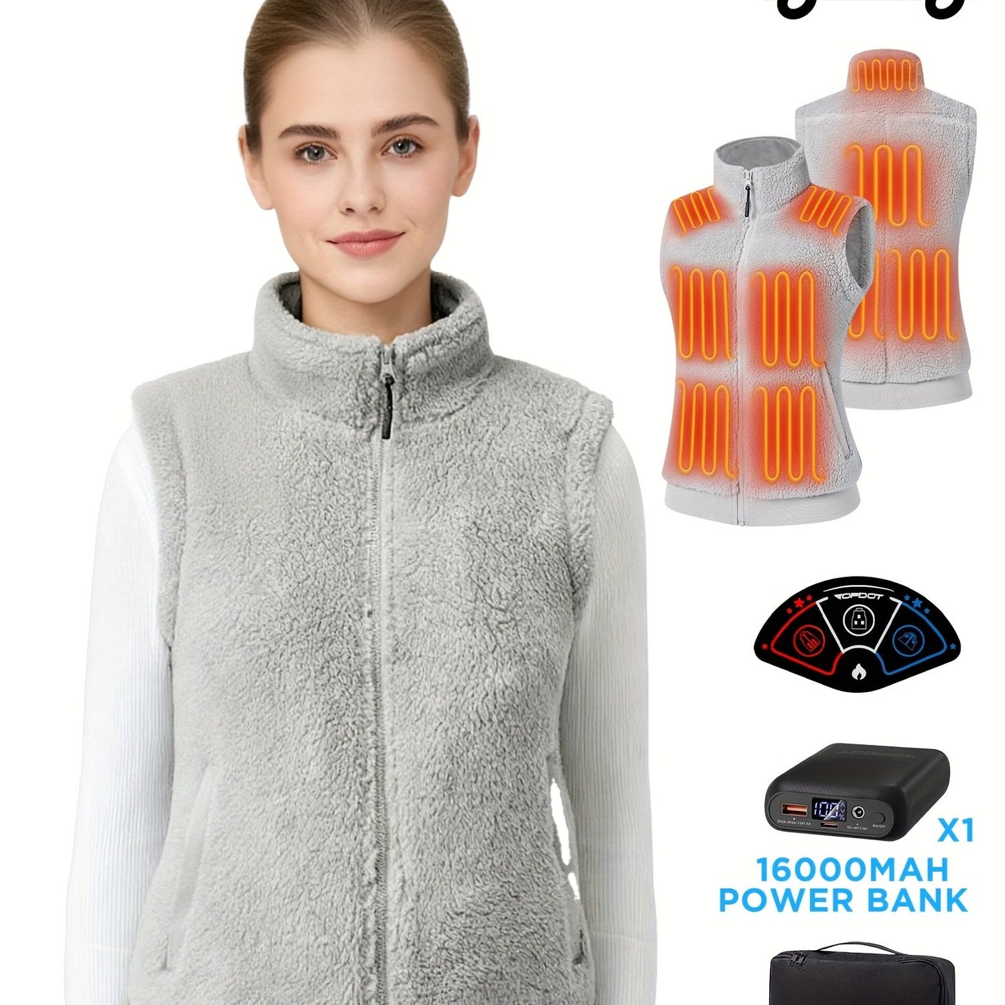 Heated Vest Fuzzy Fleece For Women 16000mAh Battery