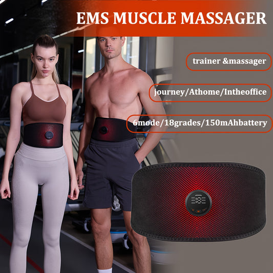 EMS Muscle Training Belt, Muscle Stimulator, Abdominal Massage Training Belt, Abdominal Muscle Massager, Adjustable Mode And Intensity Fitness Belt, Abdominal Massage Training Belt, Home Fitness Equipment, USB Rechargeable Ab
