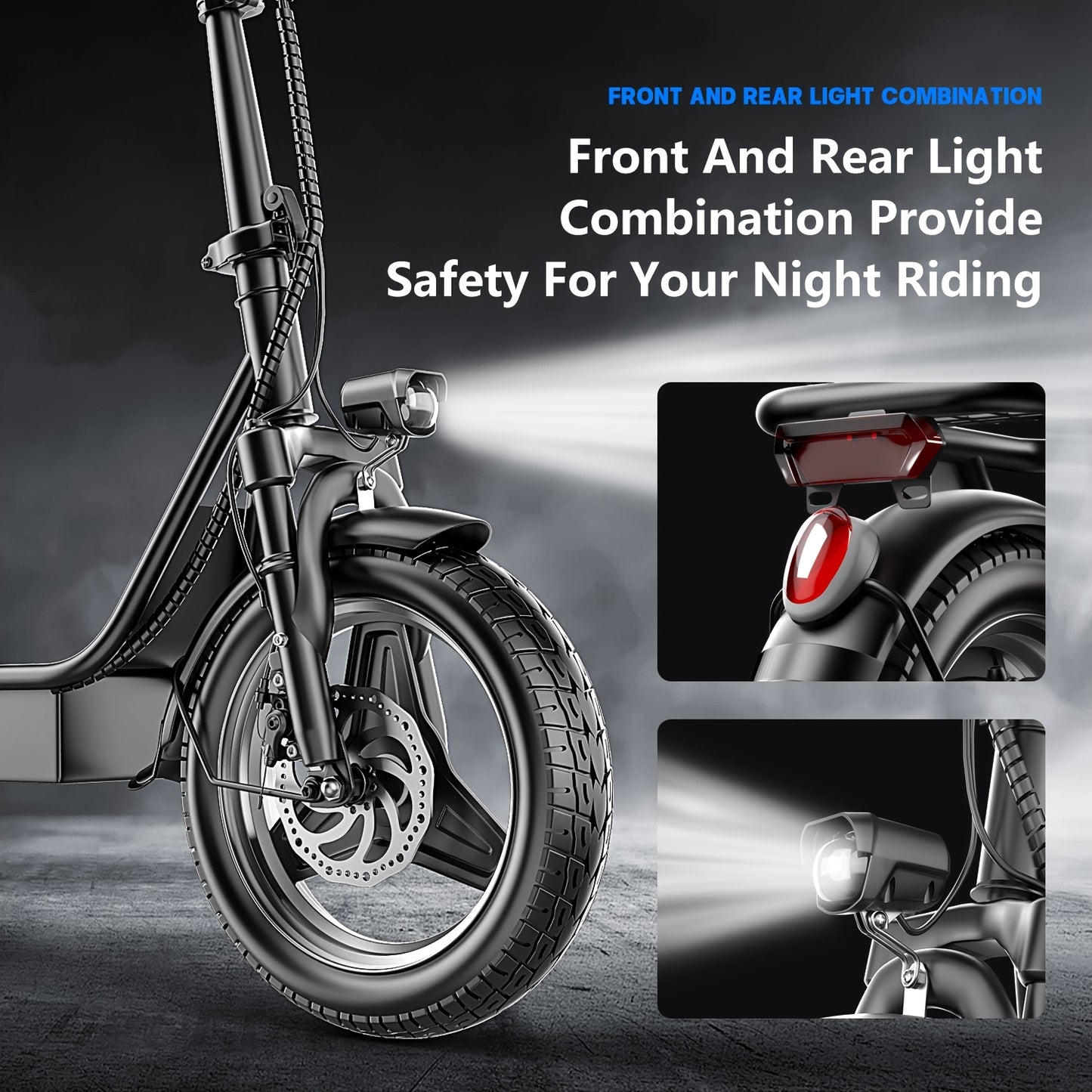 Electric Scooter for Adults Featuring a 650W/350W Peak Motor, Capable of Covering Distances of 21 to 30 Miles. It Includes a Seat, Box, And Basket, Along with Disc Brakes. The Scooter Operates on a 48V 15A Or 36V 7.5A System