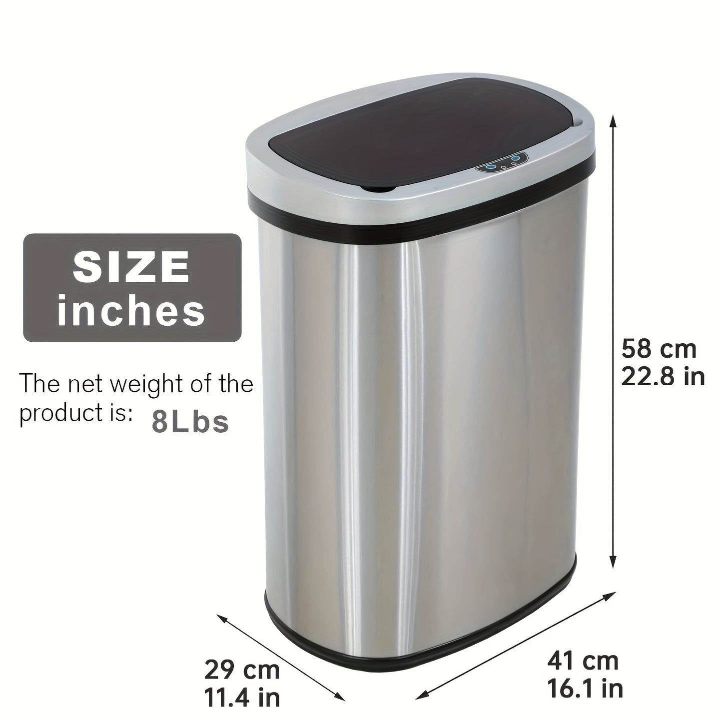 DOPINMIN Trash Can Brushed Metal Finish For Kitchen