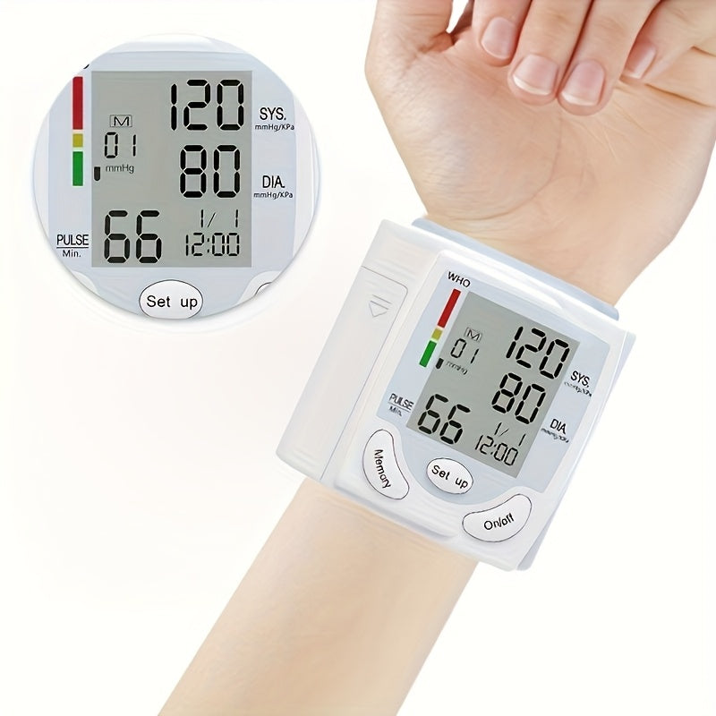 2pcs CHANG KUN Automatic Digital Wrist Blood Pressure Monitor with Adjustable Cuff & Heart Rate Monitor - WHO Accuracy Certified, Portable Design, Easy to Use for Home Health Management (CK-101S), Blood Pressure Monitor for H