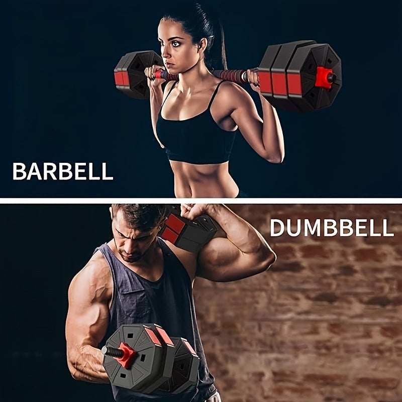 FIXTECH Adjustable Dumbbell Barbell Weight Set 20/66LBS 3in 1 Training Gym Workout Weights Set Fitness Weight Lifting Training Home Gym Office Equipment
