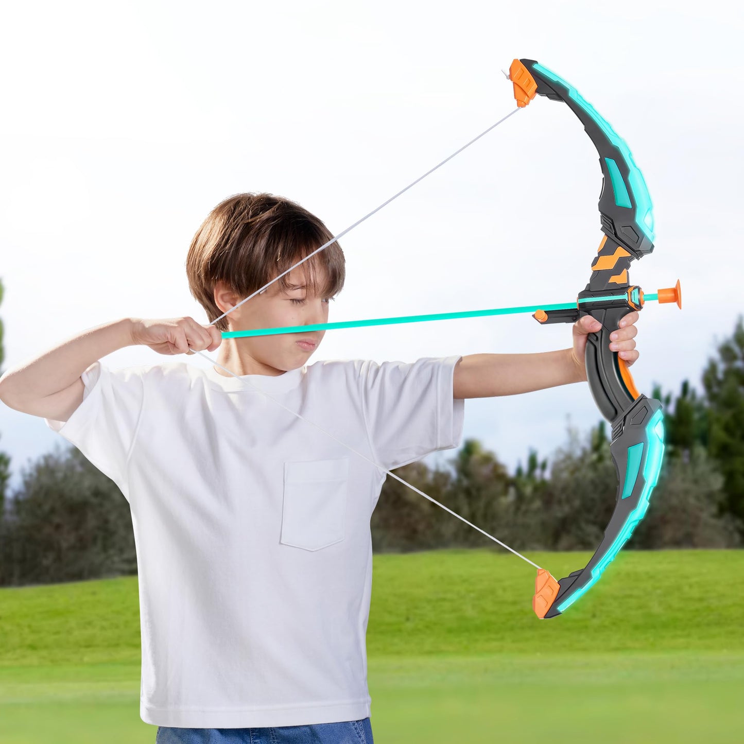 Kids LED Light Up Bow and Arrow Toy with 9 Suction Cup Arrows, Target & Case - ASTM- Archery Set Suitable for Boys & Girls, Indoor/Outdoor Archery Gift for Birthday/Christmas, - with Flashing Modes (Bow)