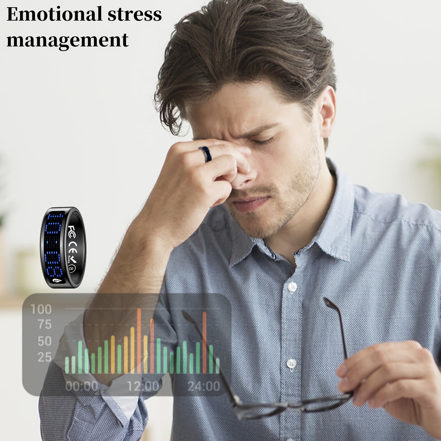 New Style Unisex Smart Ring With Display Screen And Charging Dock. It'S An IP68 Waterproof Fitness Ring And Fitness Tracker. It Can Track Sports, Sleep, Health, And Female Menstrual Cycles. It Supports Incoming Call Alerts, R