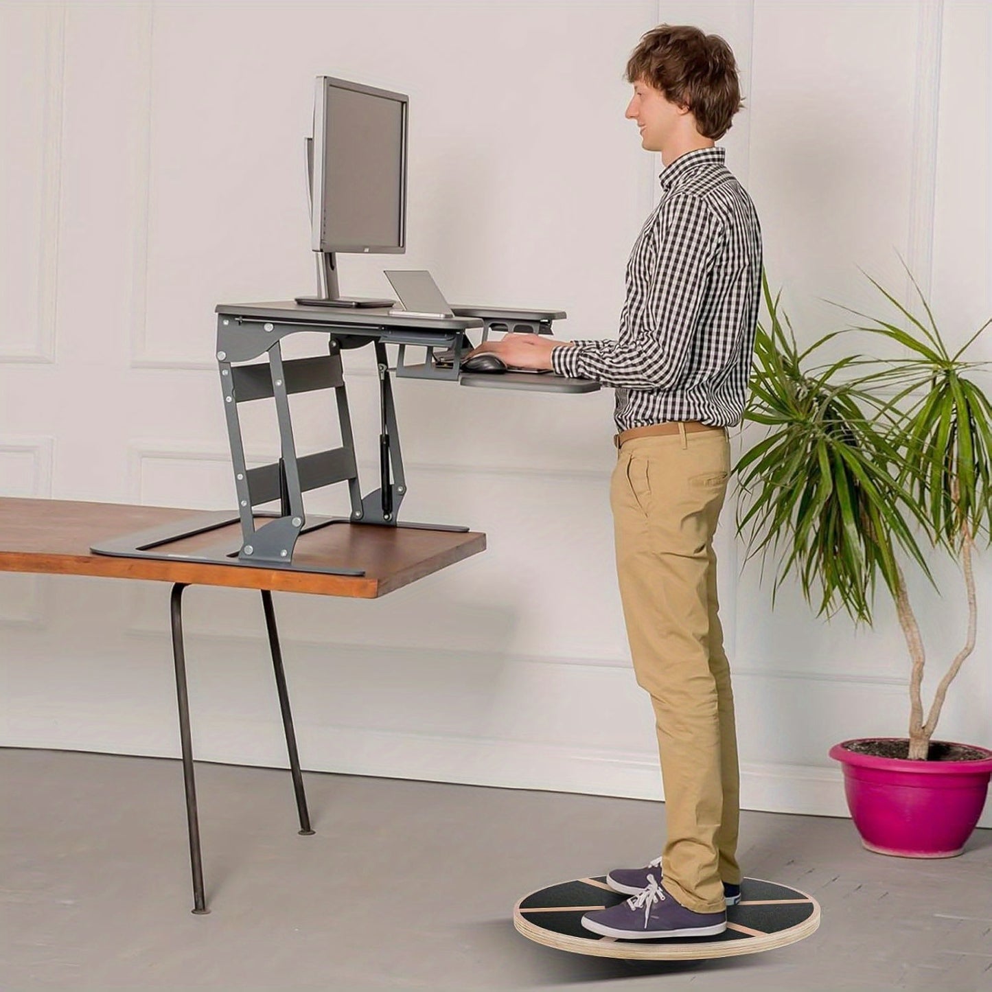 15.6'' Multifunctional Wooden Wobble Balance Board - 360° Rotating Stability Trainer with Non-Slip Surface | Full-Body Core Workout & Physical Relax | Home Gym & Rehabilitation Essential