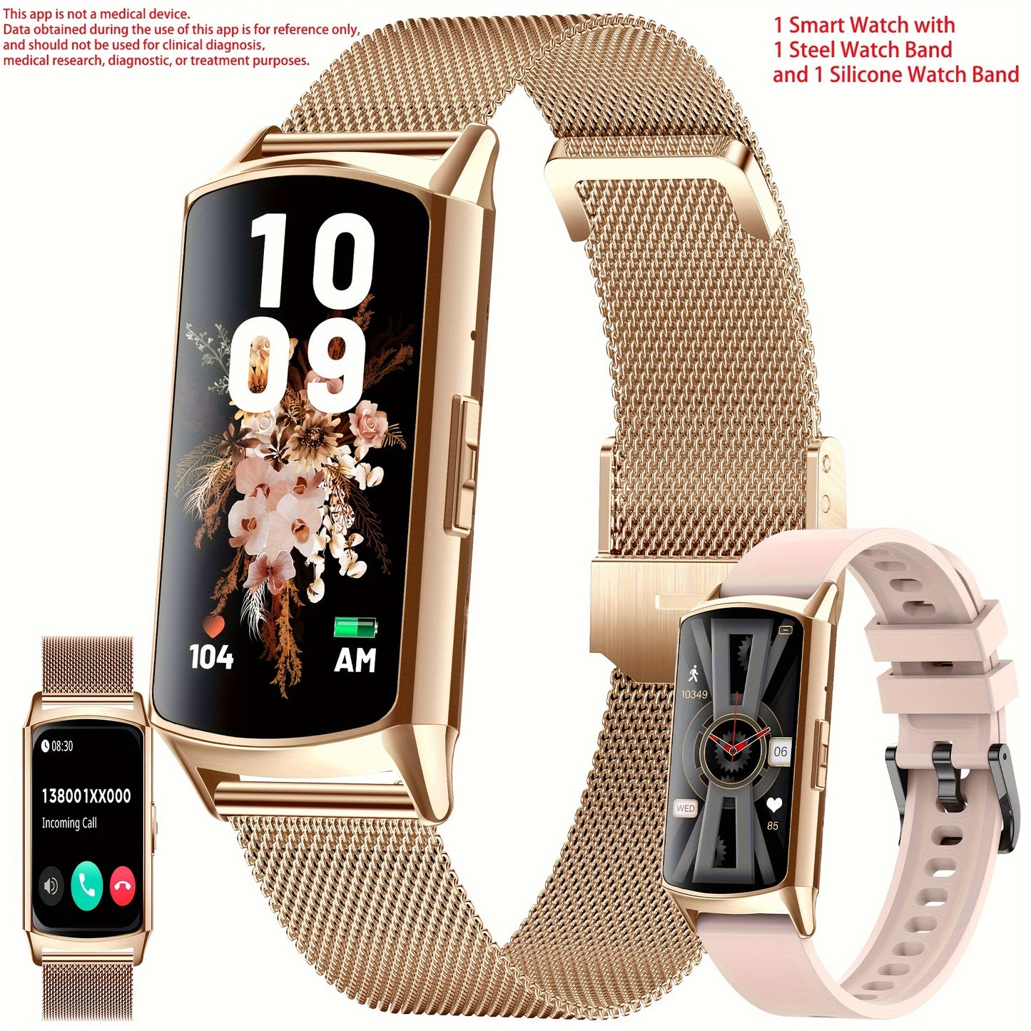 SGDDFIT 1.58inch AMOLED Smart Watch For Women & Men - Wireless Fitness Tracker With Call Integration, Sleep Monitor, Activity Tracker, Calorie Counter, 240mAh Battery