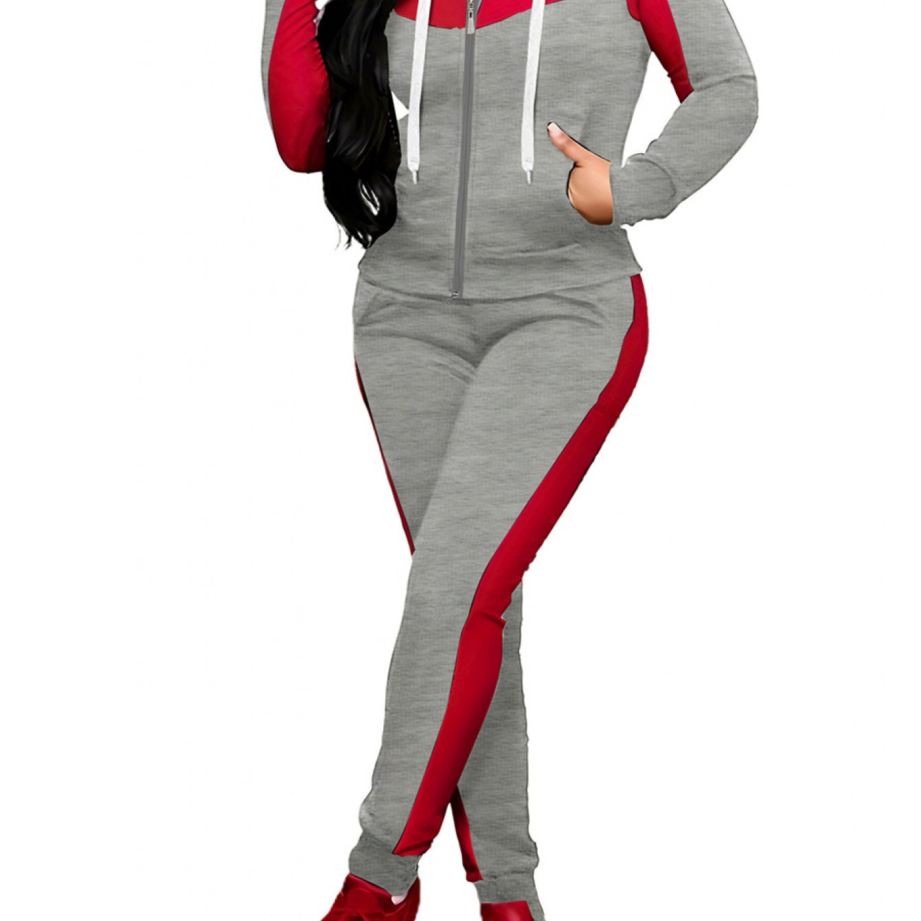 SCACTO Women's Two-Piece Full-Zip Hoodie Set With Shapewear