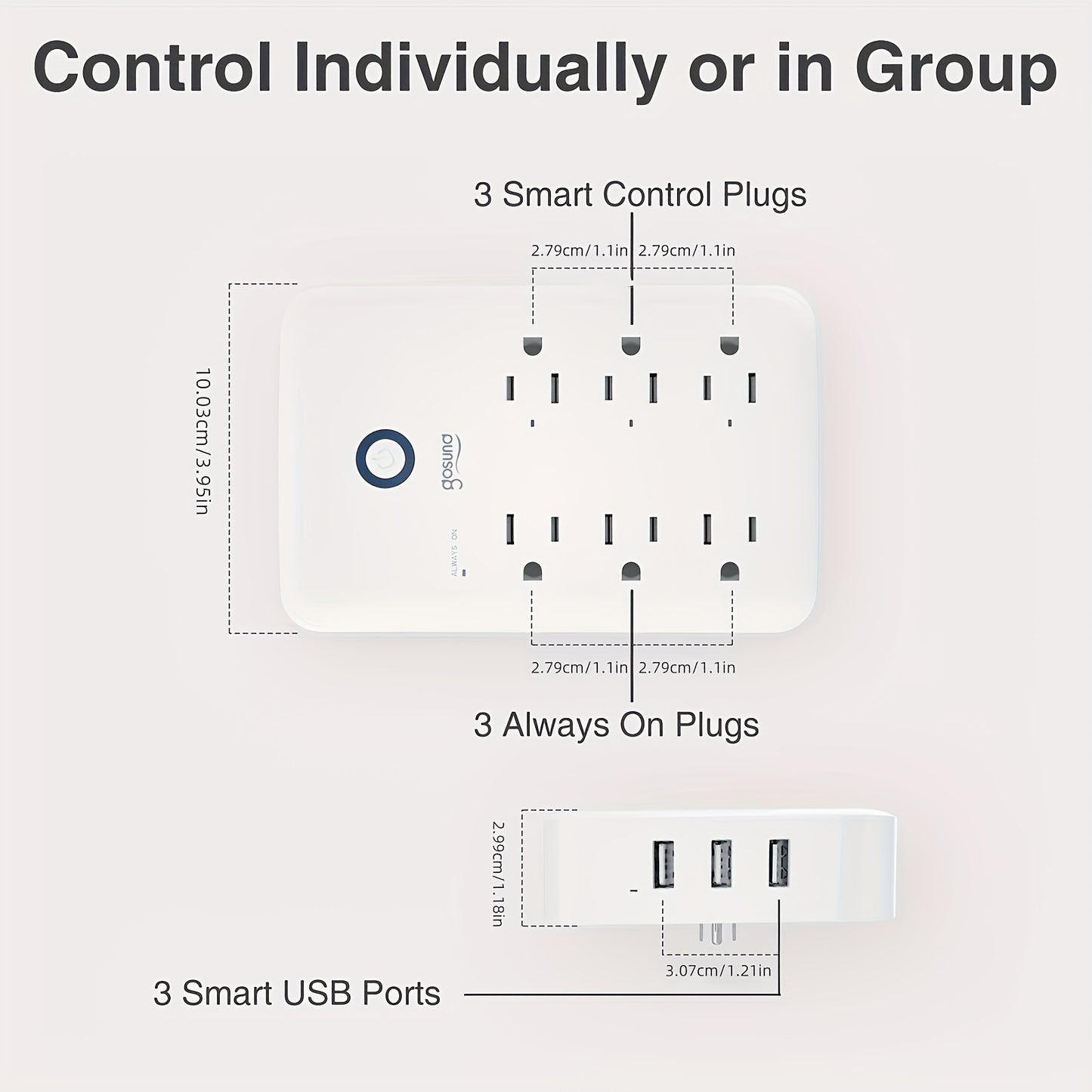 Gosund Power Strip With 3 USB Ports And Individual Outlets