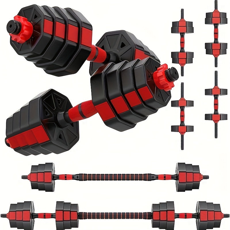 FIXTECH Adjustable Dumbbell Barbell Weight Set 20/66LBS 3in 1 Training Gym Workout Weights Set Fitness Weight Lifting Training Home Gym Office Equipment