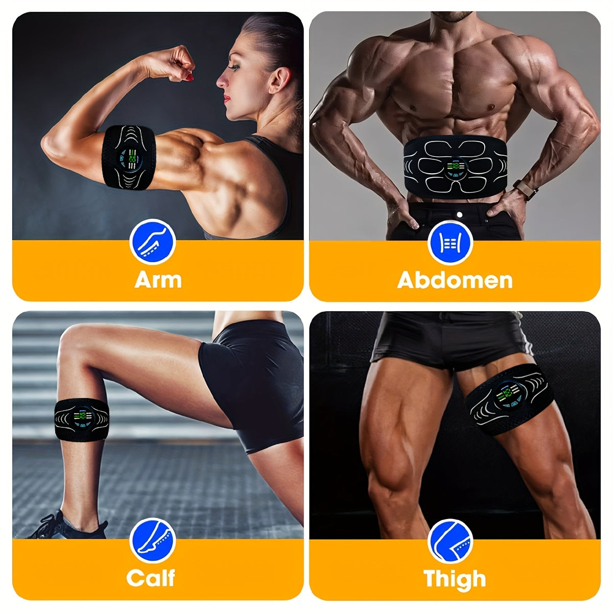 Rechargeable EMS Muscle Stimulator, ABS Fitness Belt, Abdominal Muscle Training And Physical Stimulator - Full-body Relaxation And Fitness, Suitable for Travel, Home Massage, Office, Etc. (Set Includes Abdominal Trainer *1+ A