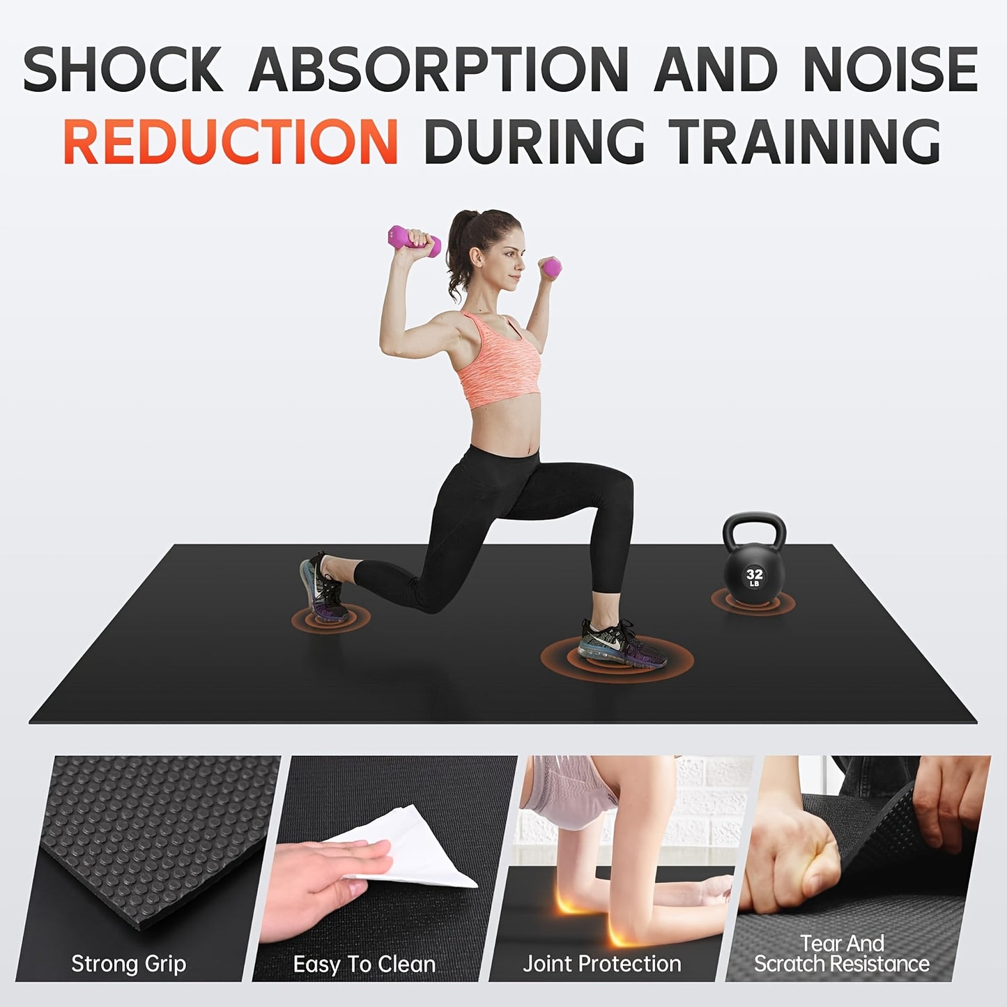 Fitness Mat Extra Thick High-Density PVC For Home Workouts