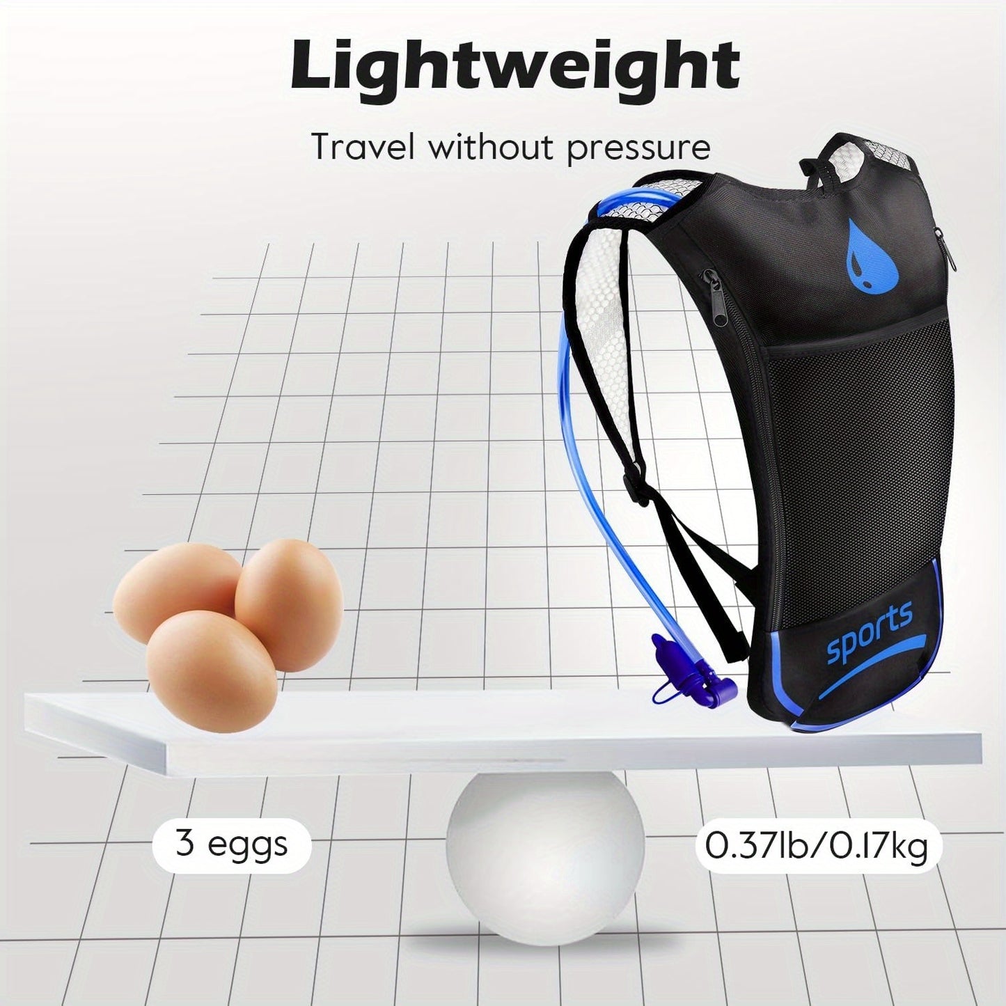 2 Pack Hydration Backpack Pack with 67.63oz Hydration Bladder, Lightweight Breathable Water Backpack with 3 Layer Pockets, Reinforced Shoulder Straps