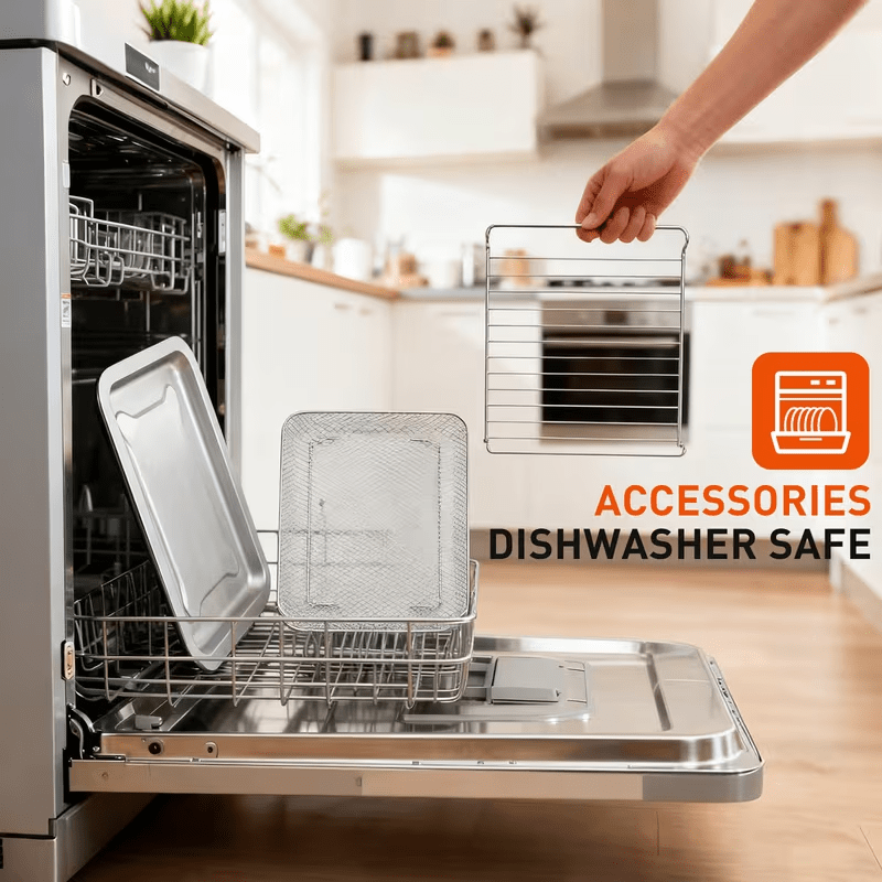 26.4QT Large Capacity Air Fryer Toaster Oven Combo - 4-in-1 Multifunctional Convection Countertop Oven with 4 Accessories, Stainless Steel, Up to 450°F