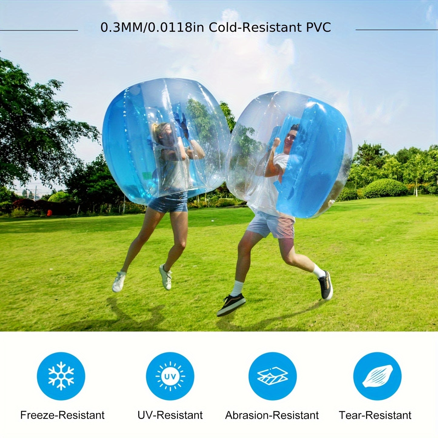 1pc Inflatable Bumper Balls for Adults Bumper Bubble Soccer Balls 0.3mm Ultra-Thick PVC for Sumo Football Zorb Human Hamster Ball Body for Outdoor Games Team Gaming Play