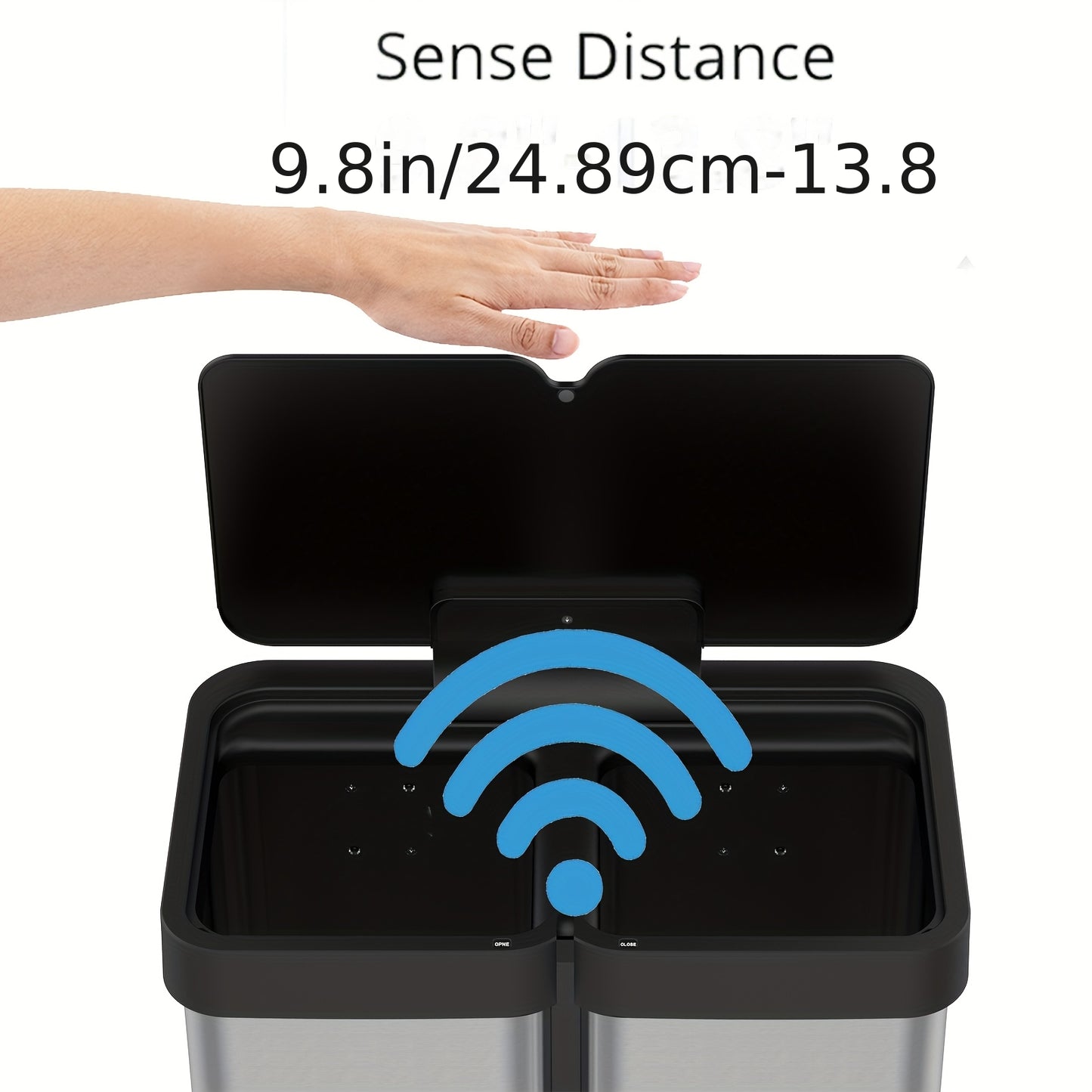 TACKVIEW Automatic Motion Sensor Trash Can Soft-Close Lid