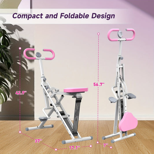 [Black Friday]Pink/Gray/Black/Red Row-N-Ride Squat Assist Trainer, Foldable & Easy Setup Exercise W/Adjustable Resistance, Home Training Machine For Arm, Glute & Leg Workout.Best Christmas Gift For Women/Men.