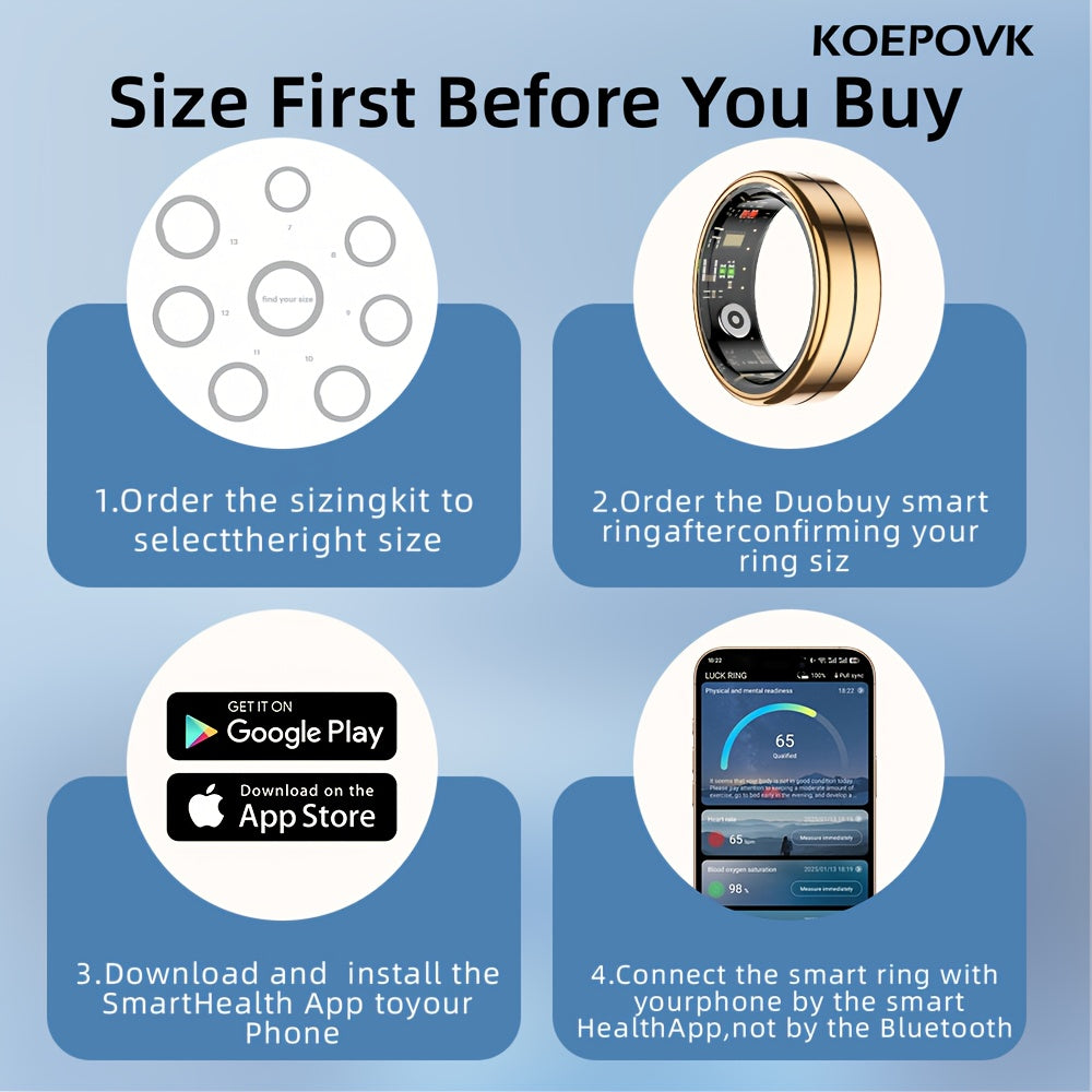 Smart Ring With Long Battery Life And Magnetic Charging - Stylish Stainless Steel Design With Built-in Wireless Sensor For Step Counting, Activity Tracking, Calorie Consumption, Sleep Monitoring, And Fitness Tracker (Golden,