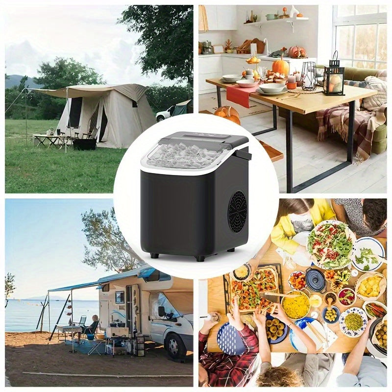 Ice Maker, with A Handle On The Countertop, Make 9 Bullet-shaped Ice Cubes In 6 Minutes, 24-hour Ice-making Capacity Of 26 Pounds, Equipped with An Automatic Cleaning Function, Comes with An Ice Basket And An Ice Scoop