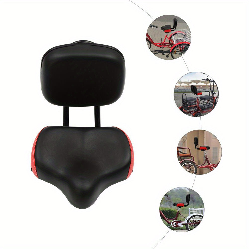 OUKANING Bike Seat With Backrest Heavy-Duty Wide Cushion Foam
