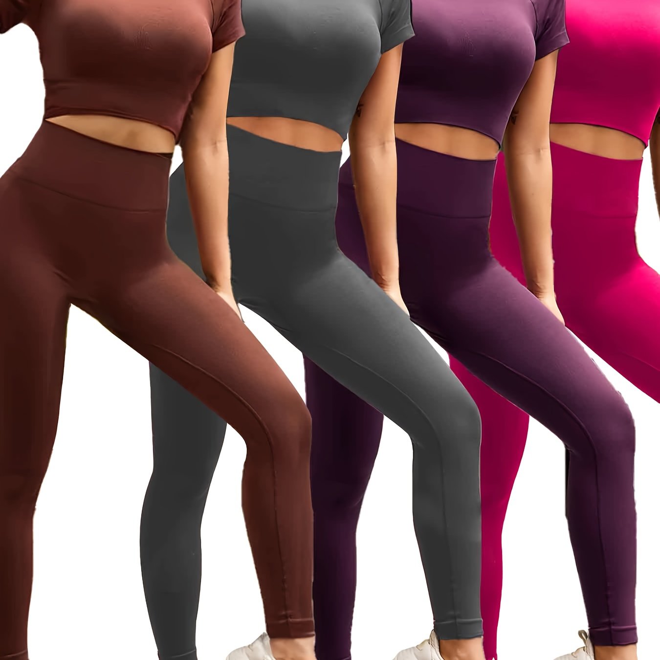 Women Yoga Set High-Waisted Abdominal Support Nylon Elastane