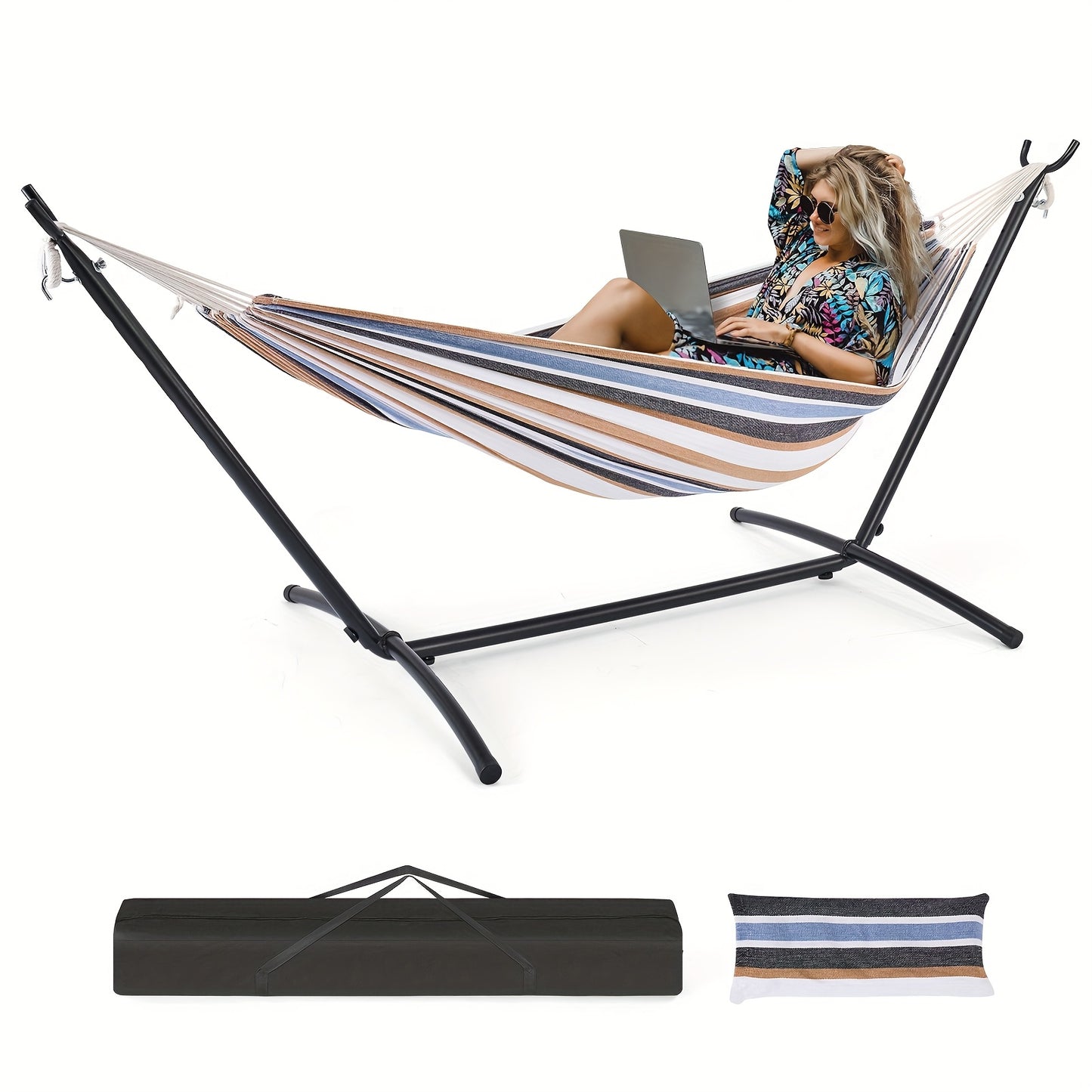 Antonia Double Hammock Space-Saving Stand Portable Steel Frame