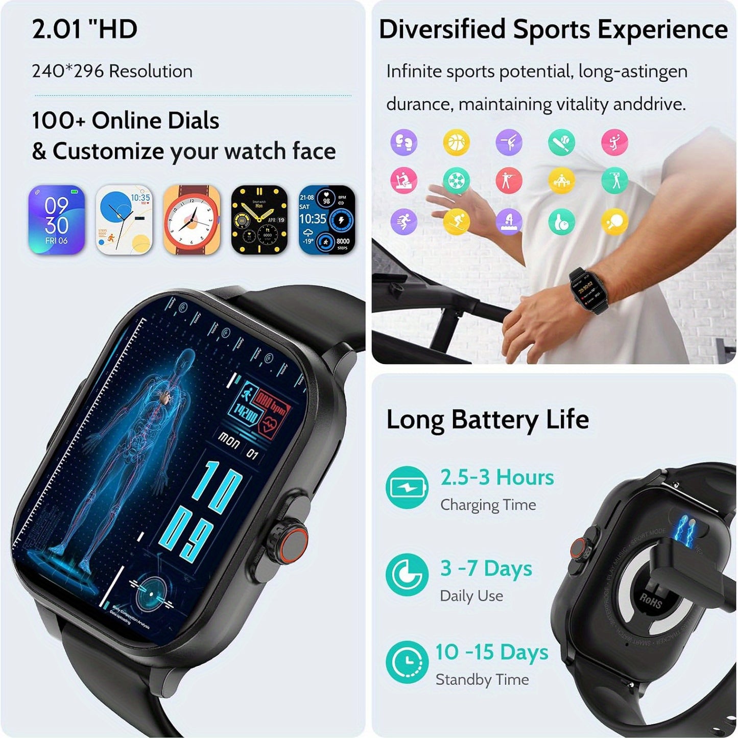 Marsyu Smartwatch Magnetic Charging For Android And iOS