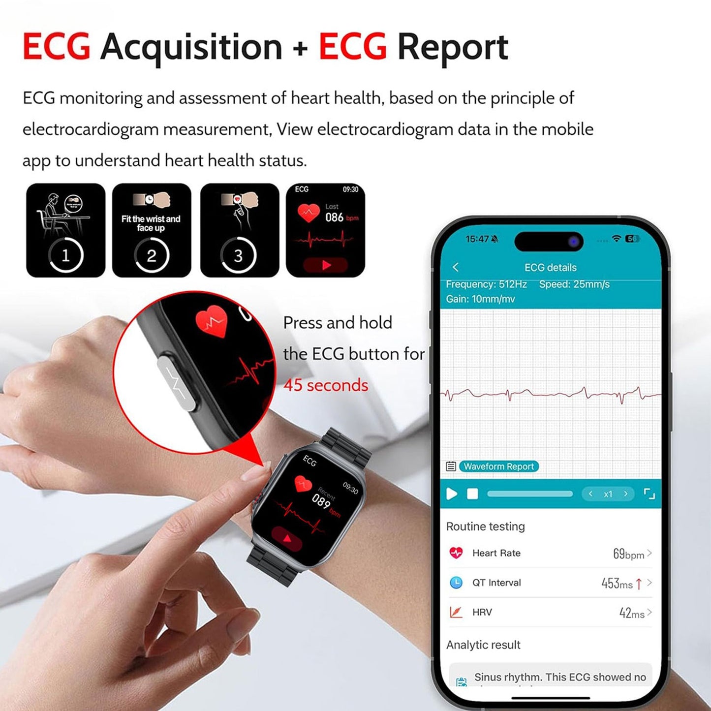 Smartwatch YYKY AMOLED Display, 530mAh Battery, NFC, Multi-Sport