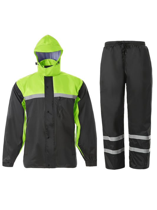 Men's Rain Suit High Visibility Reflective Jacket Pants