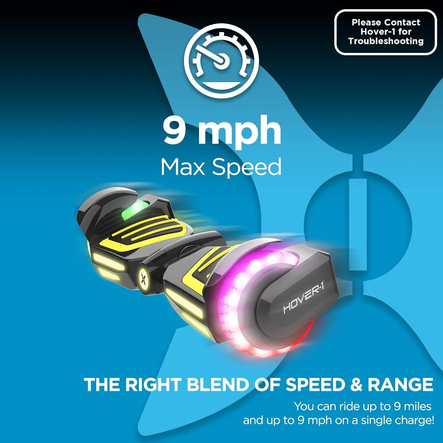 Hover-1 Ranger + Electric Hoverboard - 9MPH Top Speed, 9 Mile Range, Long Lasting Li-Ion Battery, 5HR Full Charge, Built-In Bluetooth Speaker - Rider Modes: Beginner to Expert Self Balancing Hoverboard