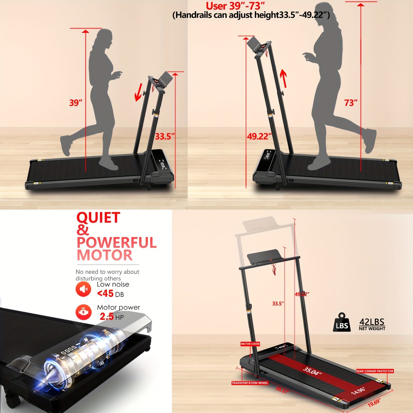 Walking Pad 4-In-1 Under Desk Treadmill With LED Display