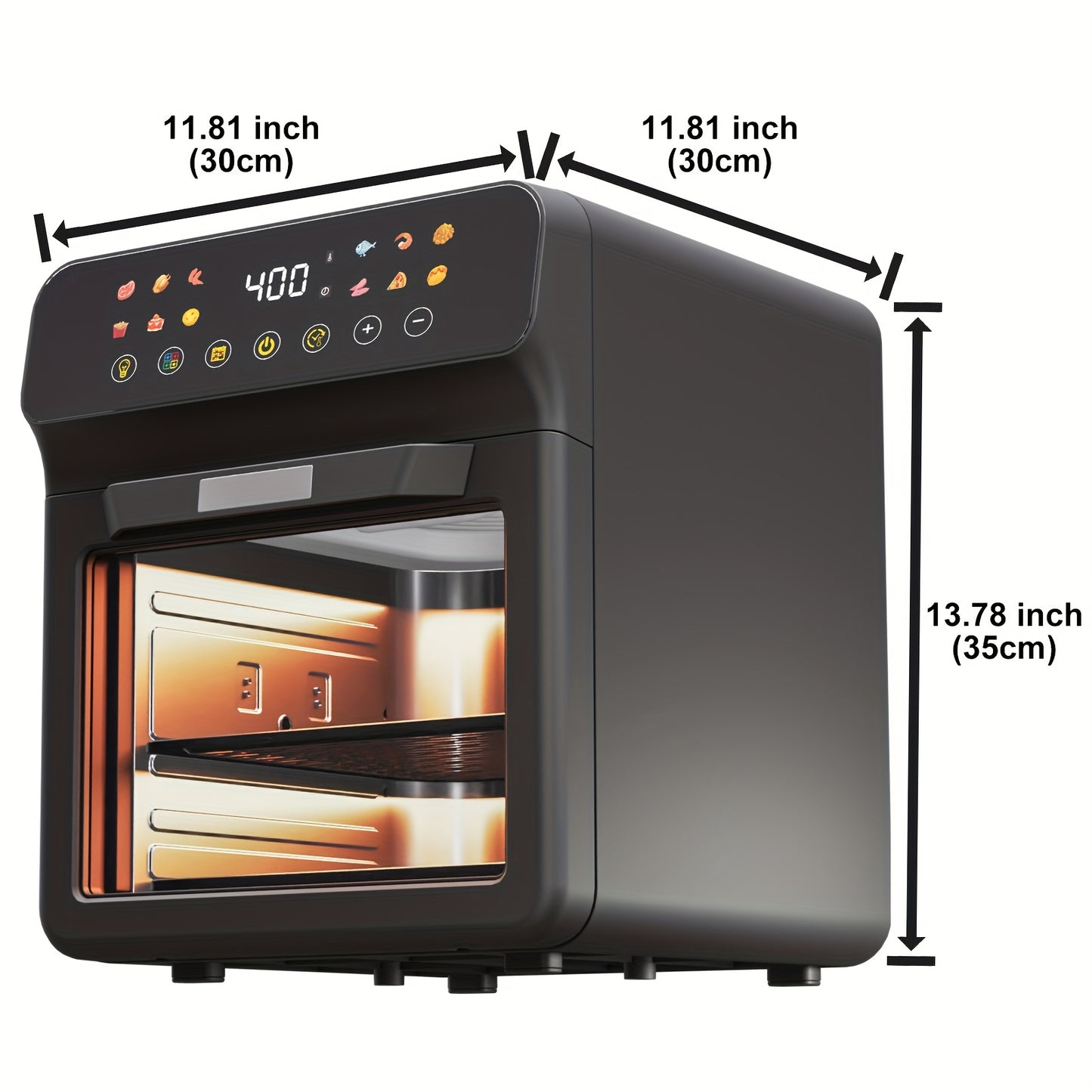 12Qt Large Air Fryer Toaster Oven Combo, Extra Large Countertop Convection Oven with Digital Touchscreen, 12 Presets, Easy-View Window, Nonstick & Dishwasher-Safe, Bake, Roast, Reheat, Black, Air Fryer Oven