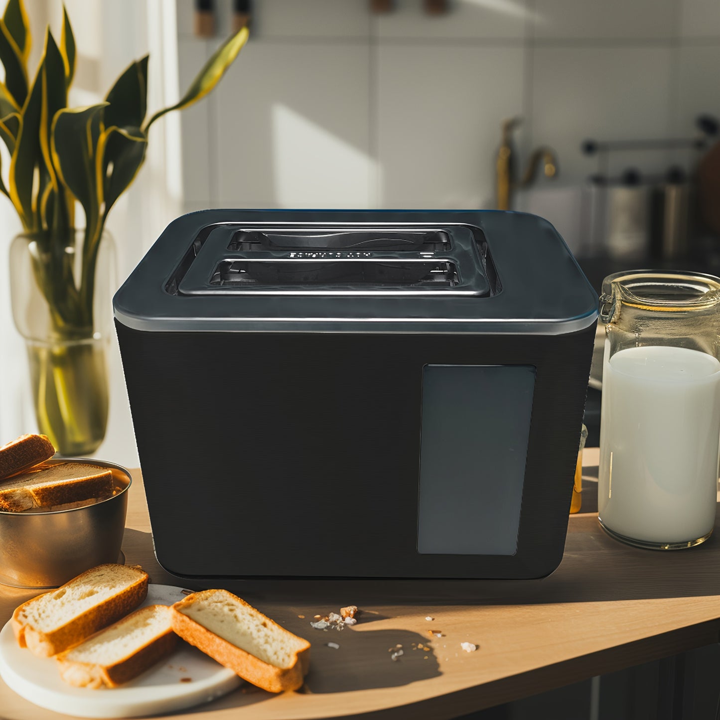 Touch Screen, Intelligent Stainless Steel 2pcs Toaster, 6 Tone Settings, 6 Bread Choices, Countdown, Unfreezing Cancellation And Other Functions, Movable Bread Crumb Tray, 900 Watts.