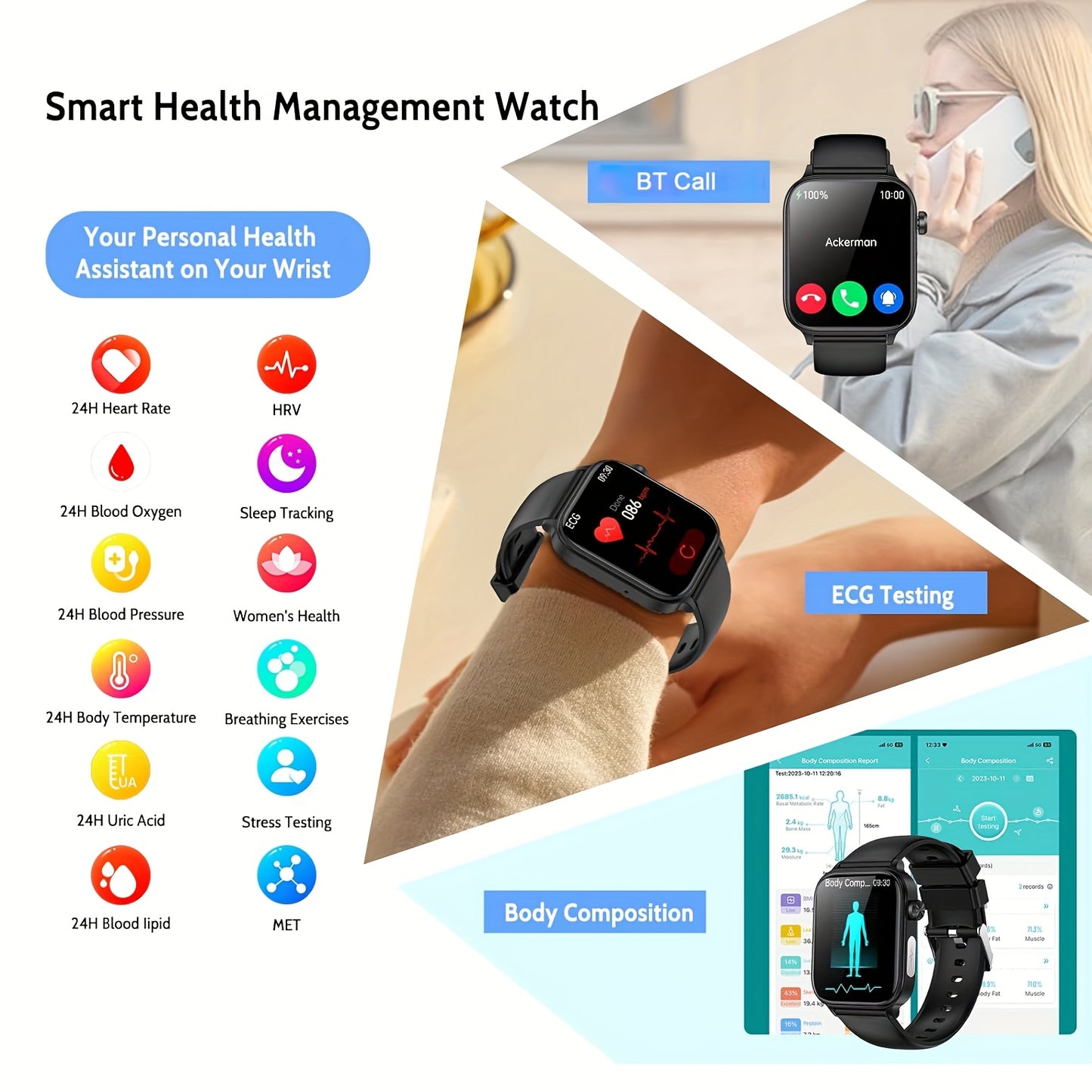 Marsyu Smartwatch Health Monitoring With Multi-Sport Modes