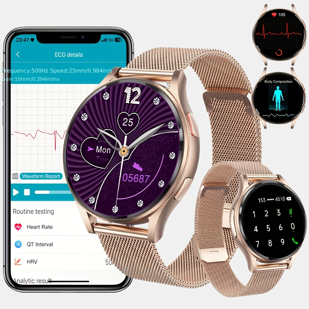 New Smartwatch for Women And Men 1.43-inch AMOLED Screen BT5.3 Calling 130 Sports Modes SOS AI Intelligent Voice Sports Tracking Message Reminders Fitness Tracker for IPhoneAndroid Ultra-Thin Smartwatch Wearable Smartphone