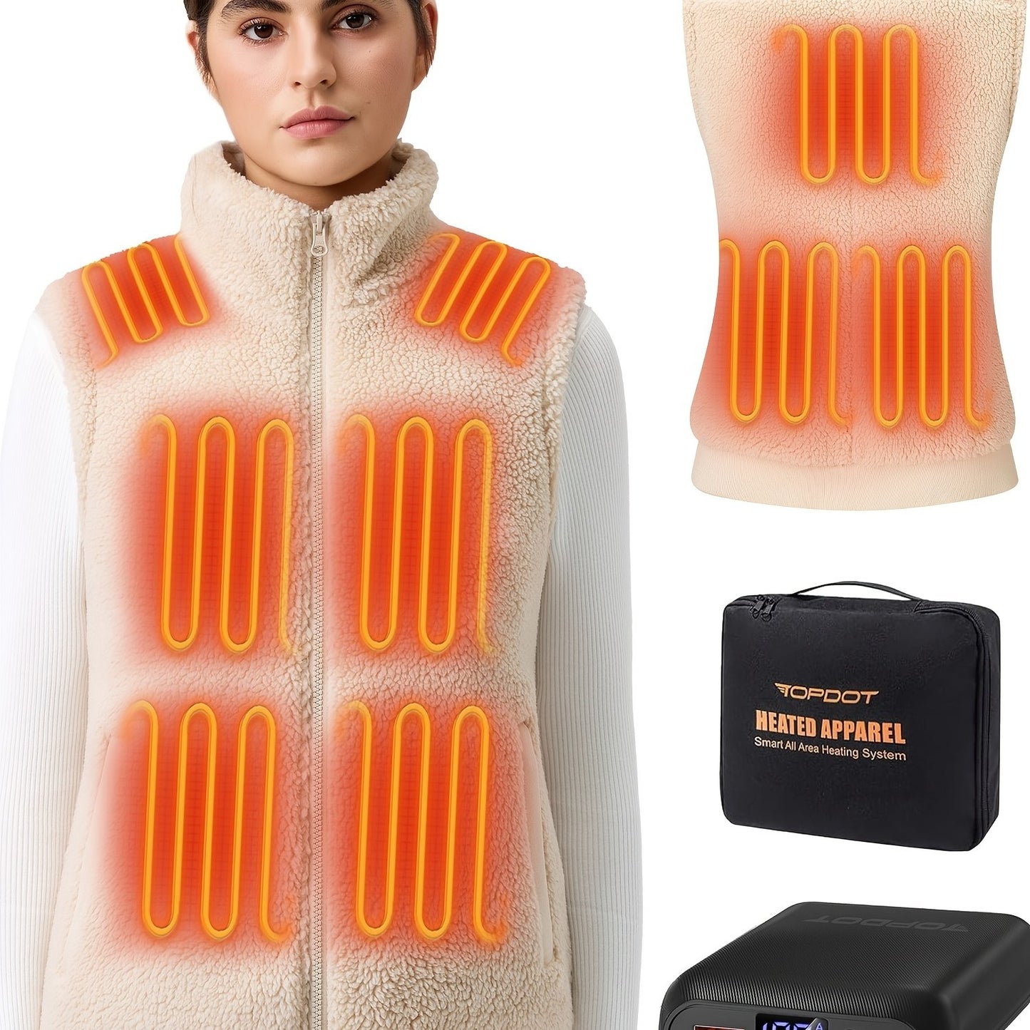 Heated Vest Fuzzy Fleece For Women 16000mAh Battery