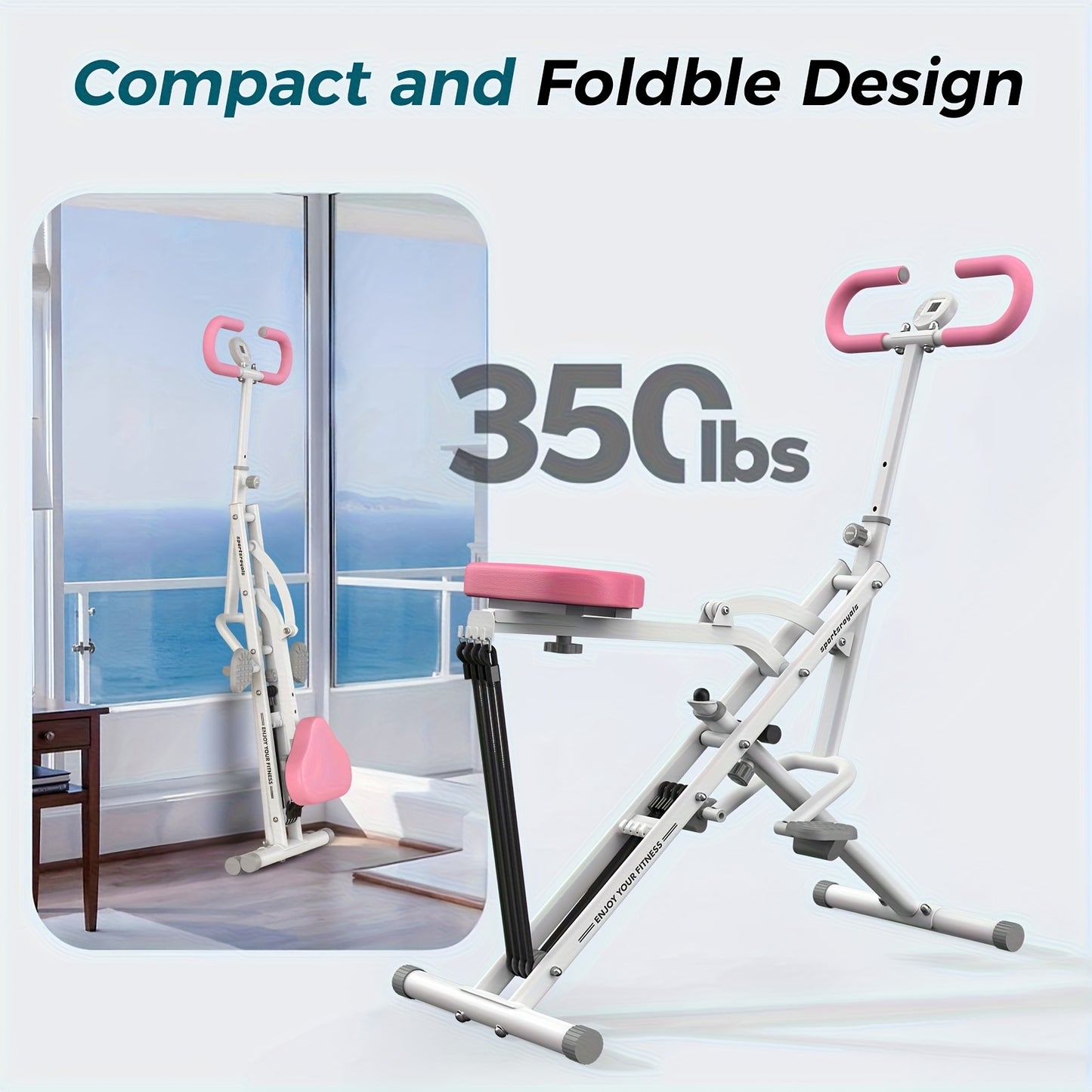 FEIERDUNSTYO Foldable Squat Rowing Machine - 3/4 Resistance Levels, Core & Legs, Easy Setup, Full-Body Workout, 330 LBS Load Capacity for Home Gym, 30°-120° Adjustable Squat Angles, Perfect for Birthday Christmas Gift