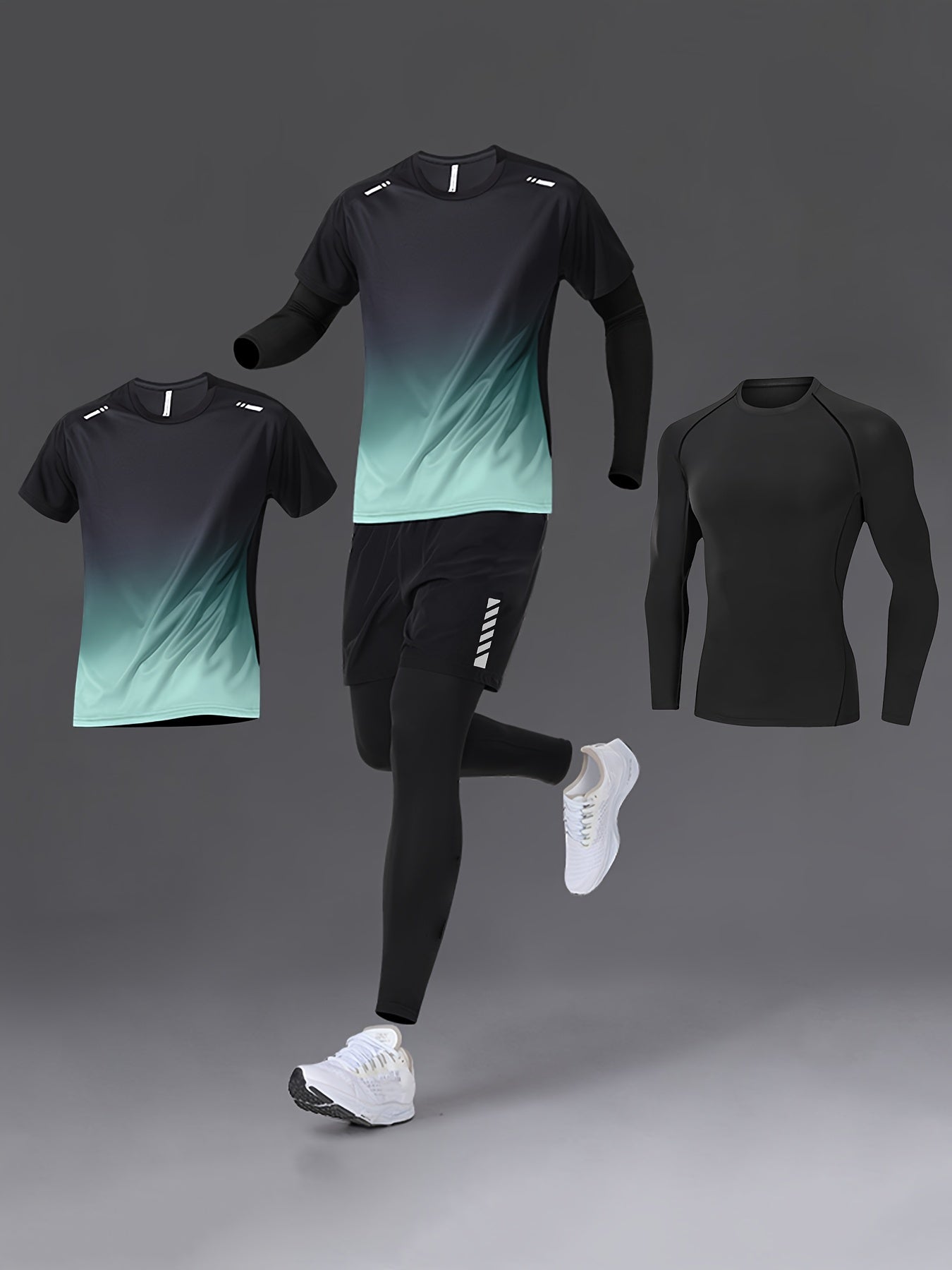 Men's Two Piece Set Quick Dry Tee Elastic Compression Top