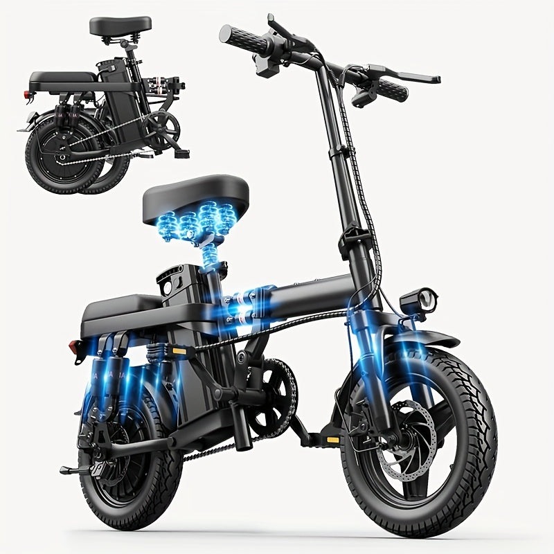 Electric Folding Bicycle, Equipped with 16-Level Shock Absorption Device, 500-Watt Motor, 48-Volt 15-Ampere Battery, with A Range of Up to 45 Kilometers. Can Support Up to 380 Pounds
