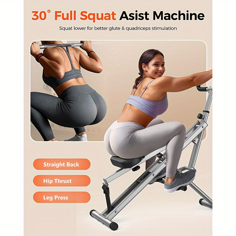 2-in-1 Squat & Row Machine - Hydraulic Foldable Home Gym Equipment, Glute Trainer with Leg Workout System, Easy Setup for Men & Women, Space-Saving Multi- Builder (Squats, Rows, Glute Building)