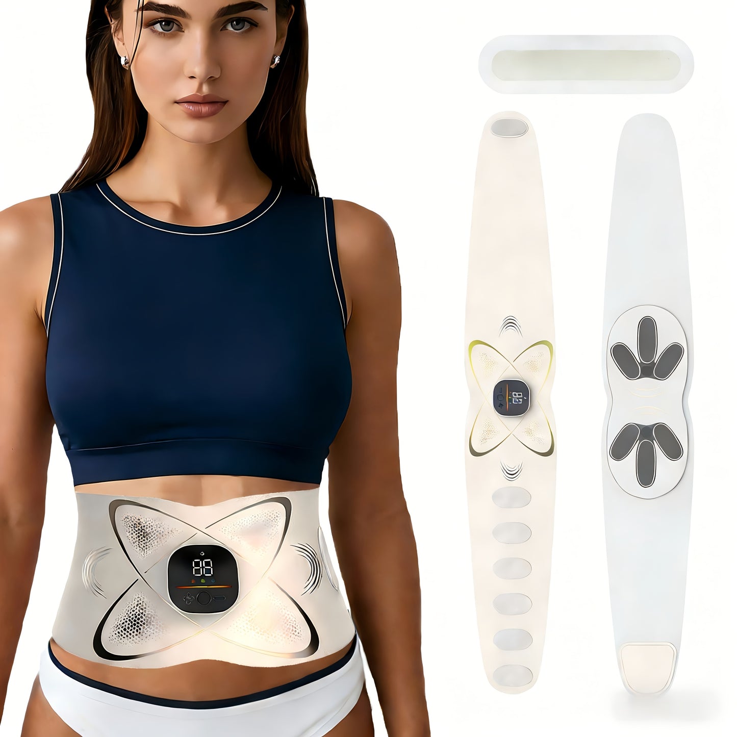 TENS/EMS Belly Fat Remover, Fat Burner for Stomach, AbsMuscle Stimulator Abdominal, Ab Belt Muscle Stimulator withHeat for Belly Fat Loss, Stomach Cellulite Melting, PostpartumCare Smooth & Firming, Lower Back Massager for Pa