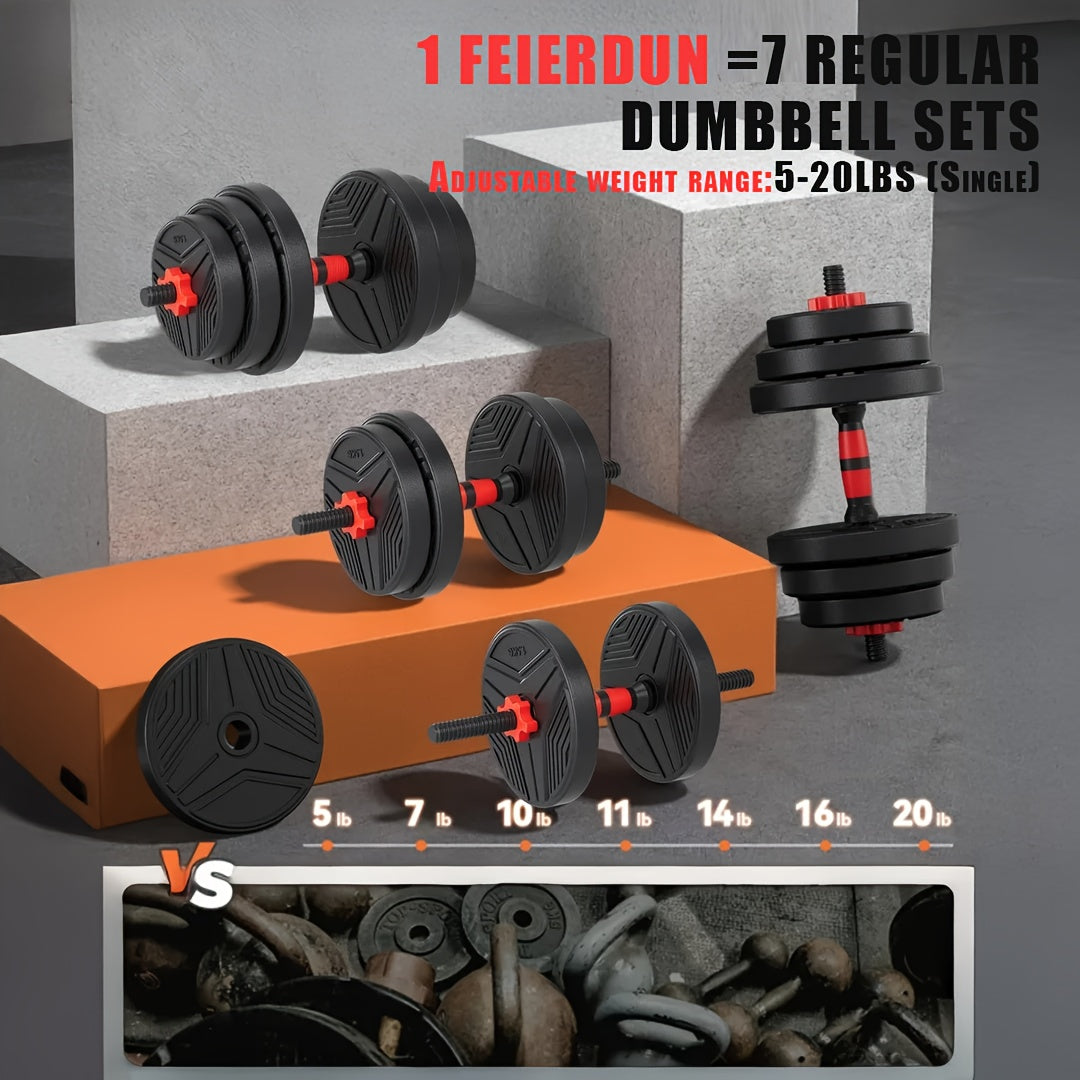 Adjustable Dumbbell Set, 20/30/40/60/90/110LBS Free Weights Set with Upgraded Nut, 5in 1 Weight Set Used As Dumbbell, Barbell, Kettlebell, Push-up Rack, Weight Plates, Home Gym Fitness Workout.Suitable for Men/Women.Great Hal